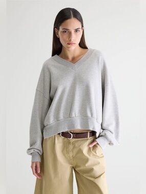 Aerie oversized V neck grey sweater size S